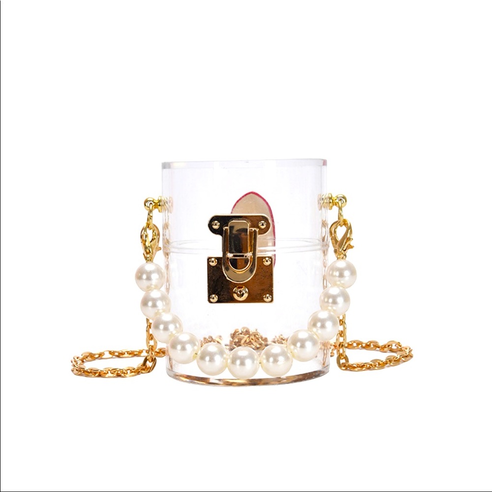 Faux Pearl Transparent Mini Chain Bag